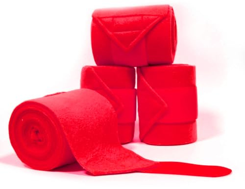 KURSHOW Horse Polo Leg Wraps Soft Fleece Wraps Equestrian Leg Bandage 4-Pack (Full(10ft), Red)