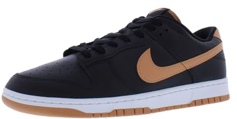Nike Dunk Low Retro, Basketballschuhe für Damen, Schwarz Bernstein Braun Schwarz Weiß, 44 EU