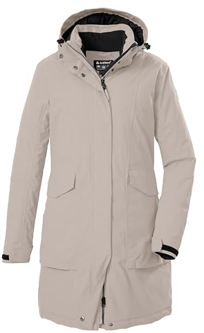 killtec Dam vattentät parkas/kappa med avtagbar huva Damen Funktionsparka, hellsand, 40, 43284-000