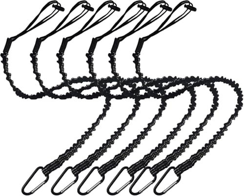 6 Pièce Longe à Outils, Cordon de Sécurité pour Travaux en Hauteur, Lanière de Sécurité avec Mousqueton, Laisse à Outil de Sécurité Rétractable, Outil de Protection Contre Les Chutes, Maximum 15KG