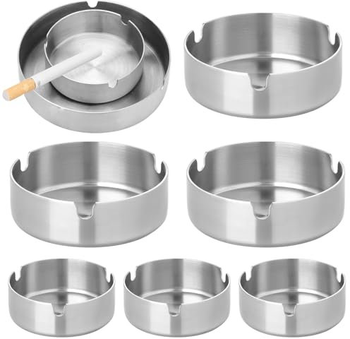 8 Pezzi Posacenere da Tavolo, 10cm/8cm Posacenere Rotondo in Acciaio Inox, Paravento Portacenere Moderno da Tavolo, Portacenere per Soprammobili Moderni, Casa, Balcone, Bar