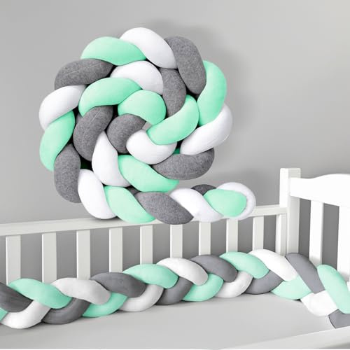 PTKG Bed Guard Rail Surrounds Cushions Braided Knotted Pillows All-Round Protection Pillow for Bed Soft Breathable Nursing Cushion for Room Decor Body Pillow,H10,300CM