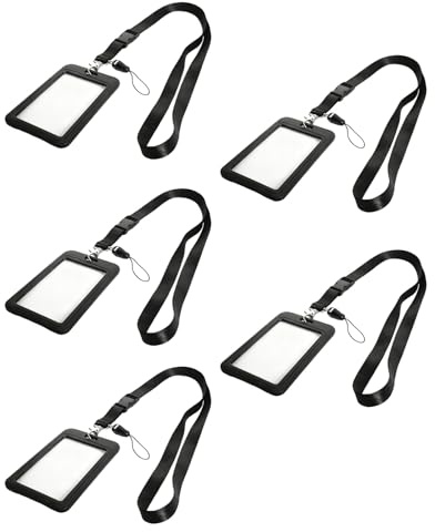 5 pcs Porta Tarjetas Identificativas con Cordón Retráctil Cordón Desmontable Funda Tarjeta Colgante de Plástico Para Oficina Escuela Tarjetas Crédito Tarjetas Identificación Pase de Autobús