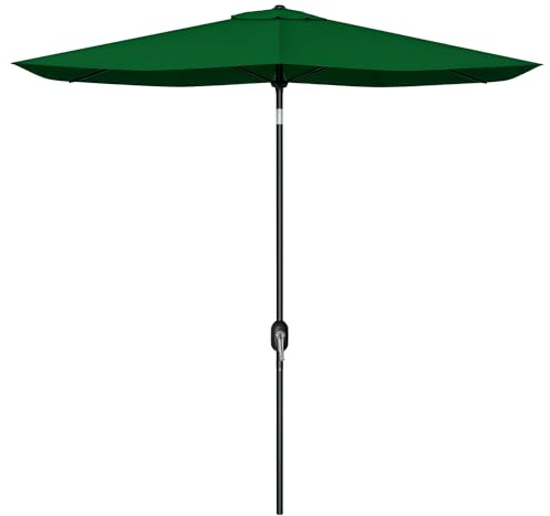 Outsunny Ombrellone da Giardino 2x3 m Inclinabile con Apertura a Manovella, Ombrellone da Esterno Rettangolare a 6 Stecche, in Alluminio, Metallo e Poliestere, per Cortile Balcone, UV50+, Verde