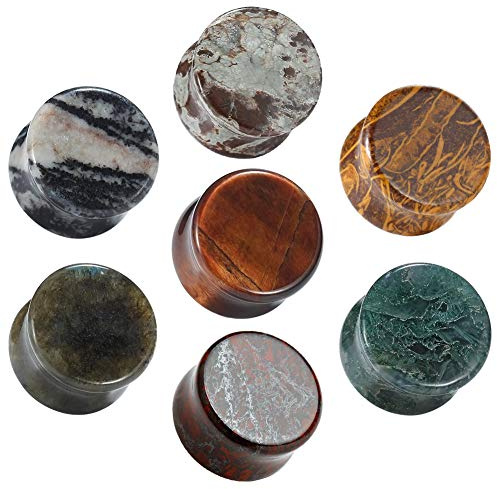 COOEAR 14PCS Bouchons d'oreille en Pierre Jauges de contrainte à Double évasement pour Selle Expander Stretchers 6mm-16mm.
