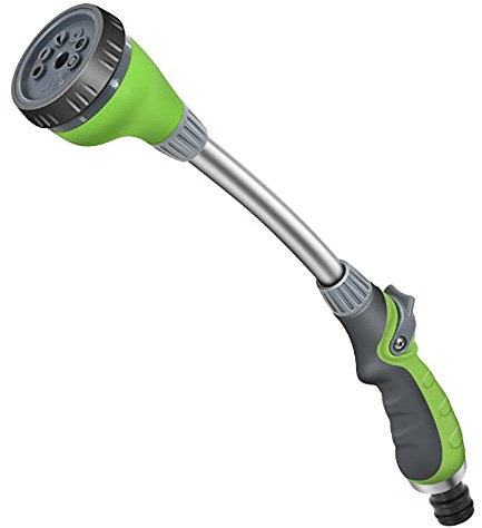 STYDDI Gießstab mit 8 einstellbaren Sprühformen, Garten bewässerungsgerät mit Daumen steuerbaren Ein/Aus schlater, Düsensprühgerät für bewässerung des Rasens, 15 Zoll lang