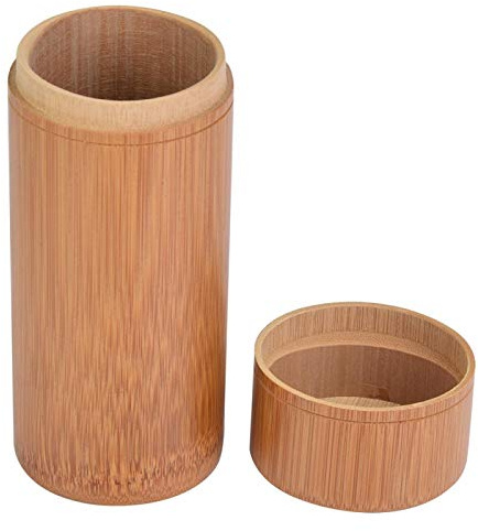 Bambu tebehållare, tebehållare med lock för lösa te- och tepåsar, liten köksbehållare förvaringsbehållare för te Kaffebönsocker(M)