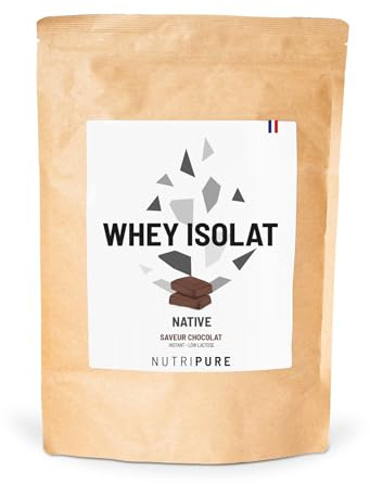 Nutripure | Whey Isolate Native | 77% Protéines, 19% BCAA, 39% EAA | Lait Français | Développement Musculaire | Prise de Masse & Sèche | Filtration à Froid | Goût Chocolat | 750 g | Made in France