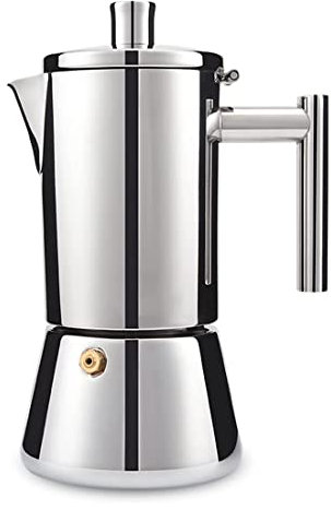 GNCHome Cafetière italienne 12 tasses en acier inoxydable pour plaques à induction, vitrocéramique, électrique et gaz. Cafetière italienne 12 tasses 550 ml