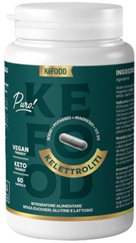 Kefood - Elettroliti in Capsule - Magnesio Malato, Potassio, Sodio - Integratore per Dieta Cheto, Low Carb, Paleo e Performance - 60 Capsule