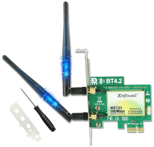 Ziyituod AC7265 WiFi-Karte, drahtloser Adapter 1200Mbps, 802.11ac PCIe WiFi Karte mit Bluetooth 4.2, Windows 10/8.1/8/7, 32,64 Bit, Linux4.2 +