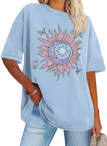 Oversized T Shirts For Women Loose Summer Tops Floral Printed Tshirts | soft and breathable, stretchy and relaxed fit, short sleeve crew neck, casual graphic tees, baggy trendy streetwear