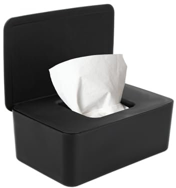 Toilet Wet Wipes Storage Box Small, Tissue Dispenser with Lid Toilet, Baby Wipes Dispenser Toilet Dry Wet Case, Seal Reusable Dustproof Tissue Dispenser Container for Car Office Home Black