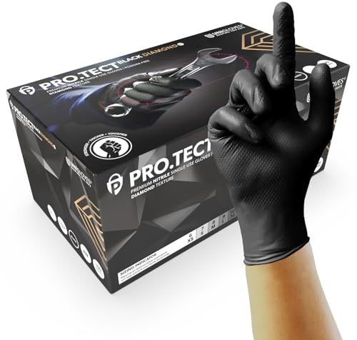 Unigloves PRO.TECT Black Diamond HD, Nitrile Disposable Gloves, Size XL