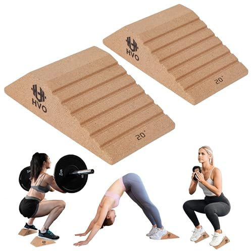 HVO Wadendehner Knieretter Squat Wedge: Kniebeugen Keil Kniebeugenblock Knieretter Alternative Slant Board Wadentrainer Kniekeil Wadenstrecker Kork Menge 2