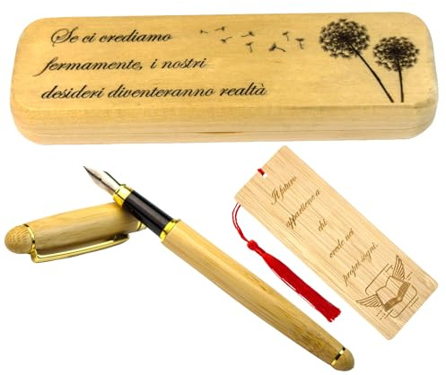 Penna Stilografica Elegante con Segnalibro in Legno – Idee Regalo Uomo e Donna，Regali di laurea o compleanno per una persona cara，con Frasi Motivazionali，Scatola in di acero