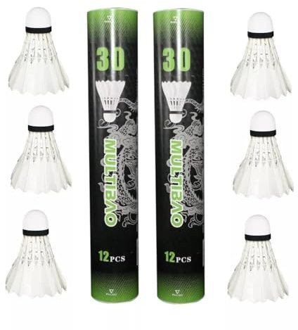 Multibao 12PCS Badminton Shuttlecocks Duck Feather with High Stability and Durability Suitable for Professional Training Indoor Outdoor Sport
