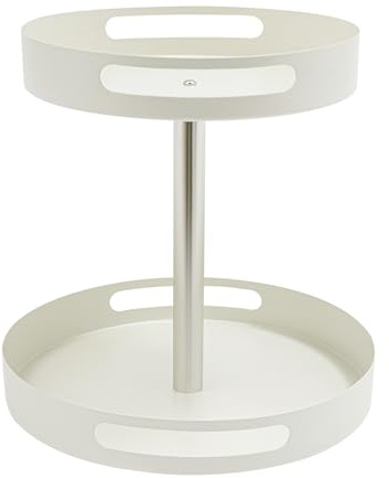 KEESUNG Étagère à épices rotative à 360° - Carrousel à épices - 2 étages - Étagère de cuisine - Plan de travail - Étagère d'angle - Organisateur rotatif - Plateau rotatif - Armoire pour pots à épices