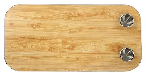 Tbest Plateau de Table de Bateau en Bois Massif, 2 Porte-gobelets pour Caravane, Camping-Car, Yacht Marin (Yellow)