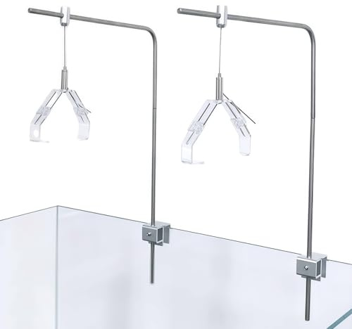 Soporte para Luz de Acuario Ajustable en Altura de Aluminio, 2 Piezas – Estante Elevador para Iluminación LED de Peceras, Plantas Acuáticas, Agua Dulce y Salada, Terrario – Altura Regulable, Aleación