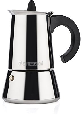 Barazzoni La Caffettiera Inox 6 Tazze. Prodotto certificato dall'Accademia Italiana Maestri del Caffè. Adatta all'induzione