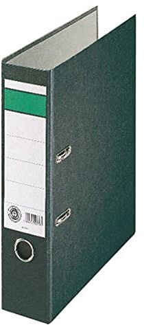 Leitz Standard Ordner, Grüner Balken, mit Schlitzen, A4, breit, schwarz, 220408