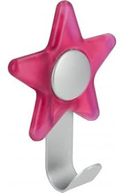 SIRO Kleiderhaken Hünfeld, Stern, Kinder, Design, Stahl - Kunststoff glaseffekt pink alufarbig pulverbeschichtet alufarbig, 97 mm x 30 mm x 71 mm, 2051/SN19PB21A105