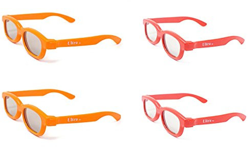 Ultra 2 Rouge 2 Orange Lunettes 3D pour Enfants A Utiliser avec Tous Les Passives Téléviseurs Projecteurs Cinéma et Films RealD Circulaires Polarisé