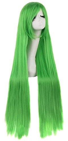 MapofBeauty 100cm/ 39 Pouce Moyen Droit Femmes Droit Perruques (Vert)