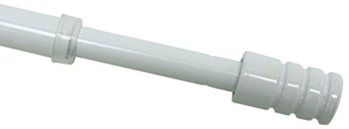 GARDINIA Tringle de vitrage cylindrique, Barre métalique avec 2 gonds de fixation inclus, Barre extensible, Diamètre: 10 mm, Longueur: 40-65 cm, Blanc