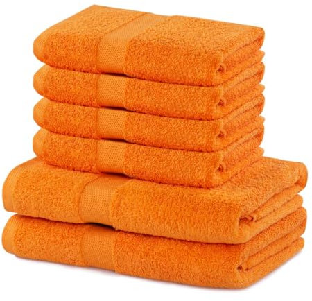 DecoKing Set Baumwolle Qualität 525g/m² 4 Handtücher 50x100 cm und 2 Badetücher 70x140 cm orange saugfähig Marina, Orange Marina, Set 4X 50x100 + 2X 70x140