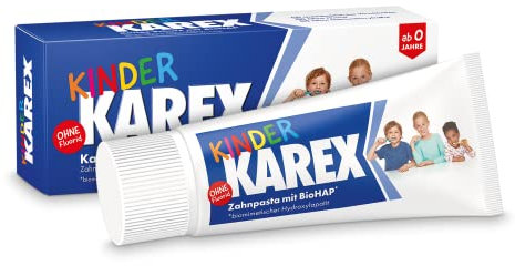 Kinder KAREX Zahnpasta - 2 x 50 ml - Kariesschutz für Kinder ab 0 Jahren – mit BioHAP, ohne Fluorid – ab dem ersten Milchzahn