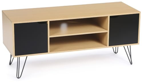 IDMarket - TV-Möbel 113 cm Vintage Noemi Pin-Fuß Holz Schwarze Türen