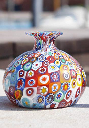 Vaso a “Cipolla” Vetro Originale Artistico di Murano con Particolari in murrina millefiori