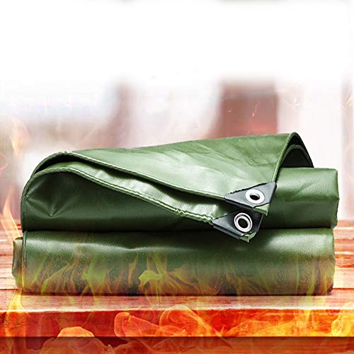 MAHFEI Fire Retardant Tarpaulin Fireproof Heavy Duty Tarpaulin Cover Waterproof Truck Tarp With Eyelet Tear Resistance UV Resistant For Car Boat Camping (Color : Green, Size : 1.85x1.4m)