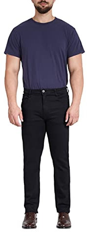 M17 Men's 5.05624E+12 Men s Slim Fit Denim Jeans Casual Classic Trousers Pants Cotton Zip Fly 34W 31L Black, Black, 34 UK