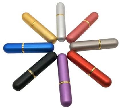 Imirootree, 8 tubos de inhalador nasal de aceite esencial de aluminio, vacíos, personales, recargables, portátiles, inhaladores nasales con 8 mechas de algodón, Multicolor