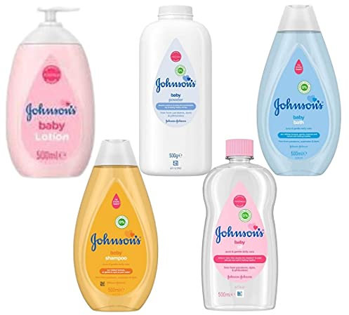 Ultimate Johnson's Babybadeset 500 ml - Babyöl, Babylotion, Talkum, Baby-Shampoo