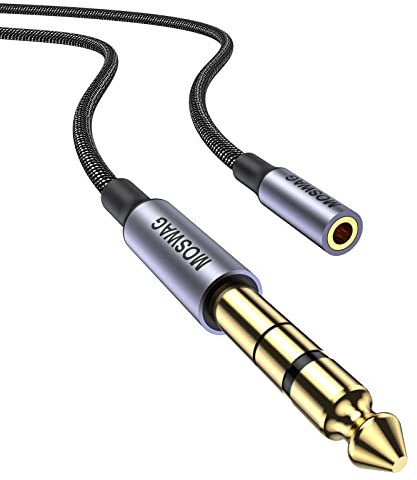 MOSWAG 1/4 to 3.5mm Headphone Adapter 6.6FT/2Meter,TRS 6.35mm 1/4 Male to 3.5mm 1/8 Female Stereo Jack Audio Adapter for Amplifiers,Guitar Amp,Keyboard Piano,Home Theater,Headphones and More