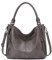 FANDARE Groß Handtschasche Vintage Schultertasche Damen Umhängetasche Frauen Schulranzen PU Leder Wasserdicht für Shopper Reisen Arbeitstasche Messenger Tote Bags Grau B