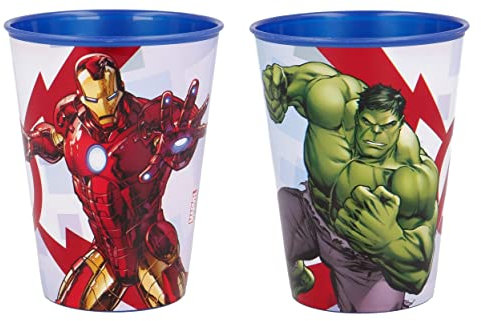 Lot de 2 gobelets en plastique sans BPA, 260 ml, cadeau pour enfants, garçons, motif super héros Avengers Hulk