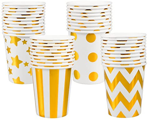 40 Piezas Vasos de Papel Desechables Tazas de Fiesta, Café Té Bebidas Calientes y Frías Vasos Desechables para la Creación de Bricolaje, Fiestas, Barbacoas y bodas