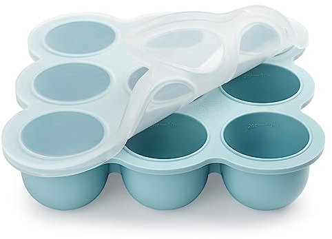 Aolso Boîte de conservation des aliments pour bébés, 9 compartiments pour congélateur d'aliments pour bébés, Stockage De Nourriture Plateau de ​Congélateur avec Couvercle Hermétique (Bleu)