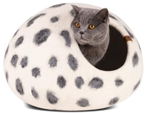 MEOWFIA Katzenbett aus 100% Merinowolle – Handgefilztes, Umweltfreundliches Katzenbett für Katzen & Kätzchen – Weiches Schlafbett, Warm im Winter & Kühl im Sommer, Stilvolles Design