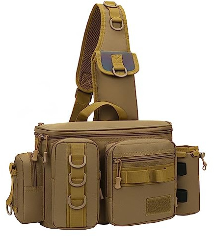 Mochila para aparejos de pesca con soporte para caña, bolsa de pesca portátil, transportador de herramientas de gran capacidad, bolsa cruzada para señuelo de pesca, cebo, equipo de pesca de mar,