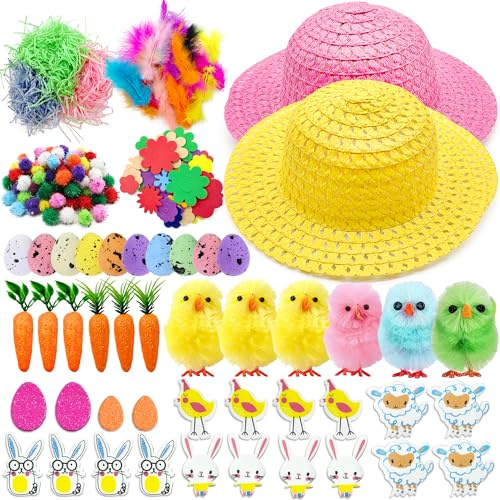 Lubibi Cappello Di Pasqua,Da Festa Di Cappelli,Fai Da Te Bambini Cappello Mestiere Kit,uova di,pulcini,Kit per cappellino per bambini,per feste di Pasquas,Regalo Bambini Pasqua