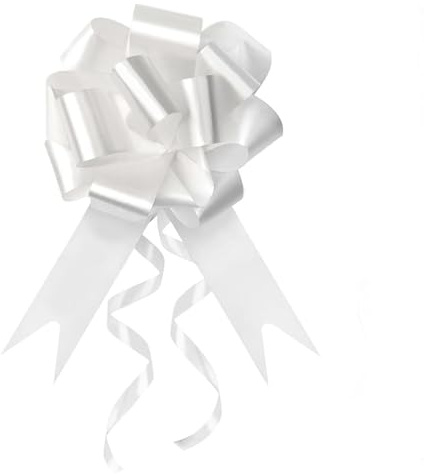 60 Piezas Lazos Regalos,5X150CM - Lazos Decorativos de Lazo Grande para Decoración de Navidad, Boda,Día de San Valentín y Lazos de Regalo de Cumpleaños,Decoracion Boda,Decoracion Coche Boda (blanco)