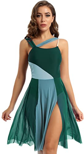 Kvysinly Woman Sleeveless Chiffon Lyrical Dress Modern Ballet Dance Costume Gymnastic Leotard Beach Maxi Dress Green M