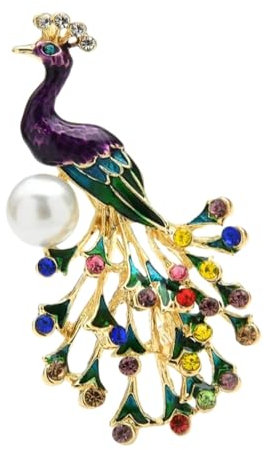 Kristall-Brosche, Exquisite Modische Strass-Perlen-Emaille-Vogel-Pfau-Brosche Für Damen, Schals-Schnalle, Geflochtene Brosche, Büro-Party-Accessoires Für Kleidung, Wie Abgebildet, Wie Abg