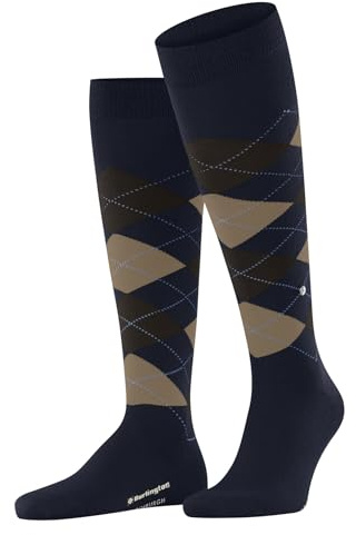 Burlington Edinburgh M Kh lana al ginocchio fantasia 1 paio, Calzini lunghi Uomo, Blu Marine 6121, 40-46